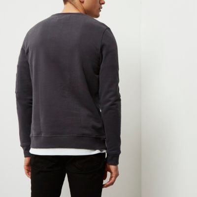 Grey zip sleeve sweatshirt